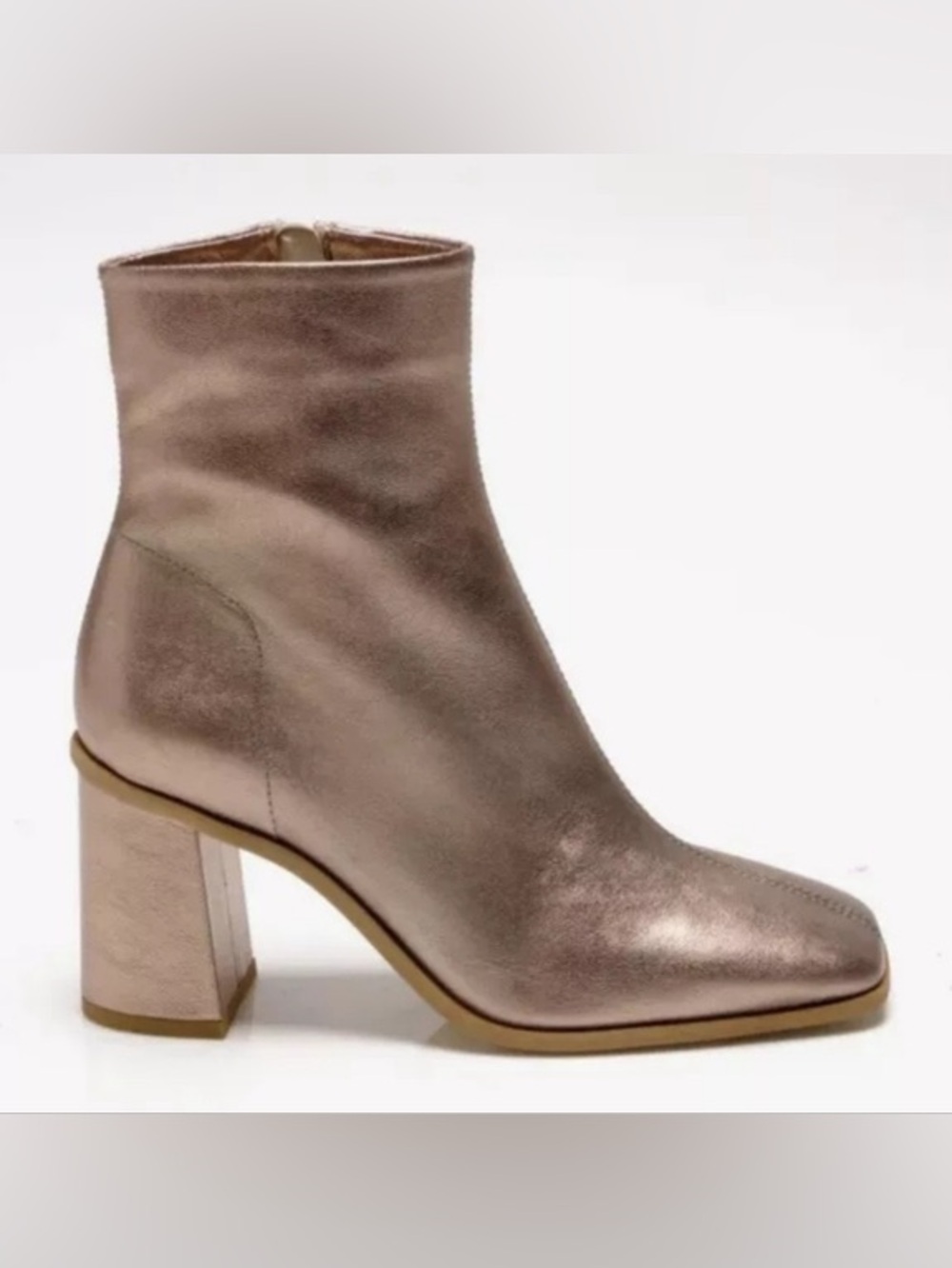 Free People Sienna Metallic Bronze Block Heel Ankle Boots